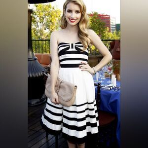 Elegant Black and White Striped Dress